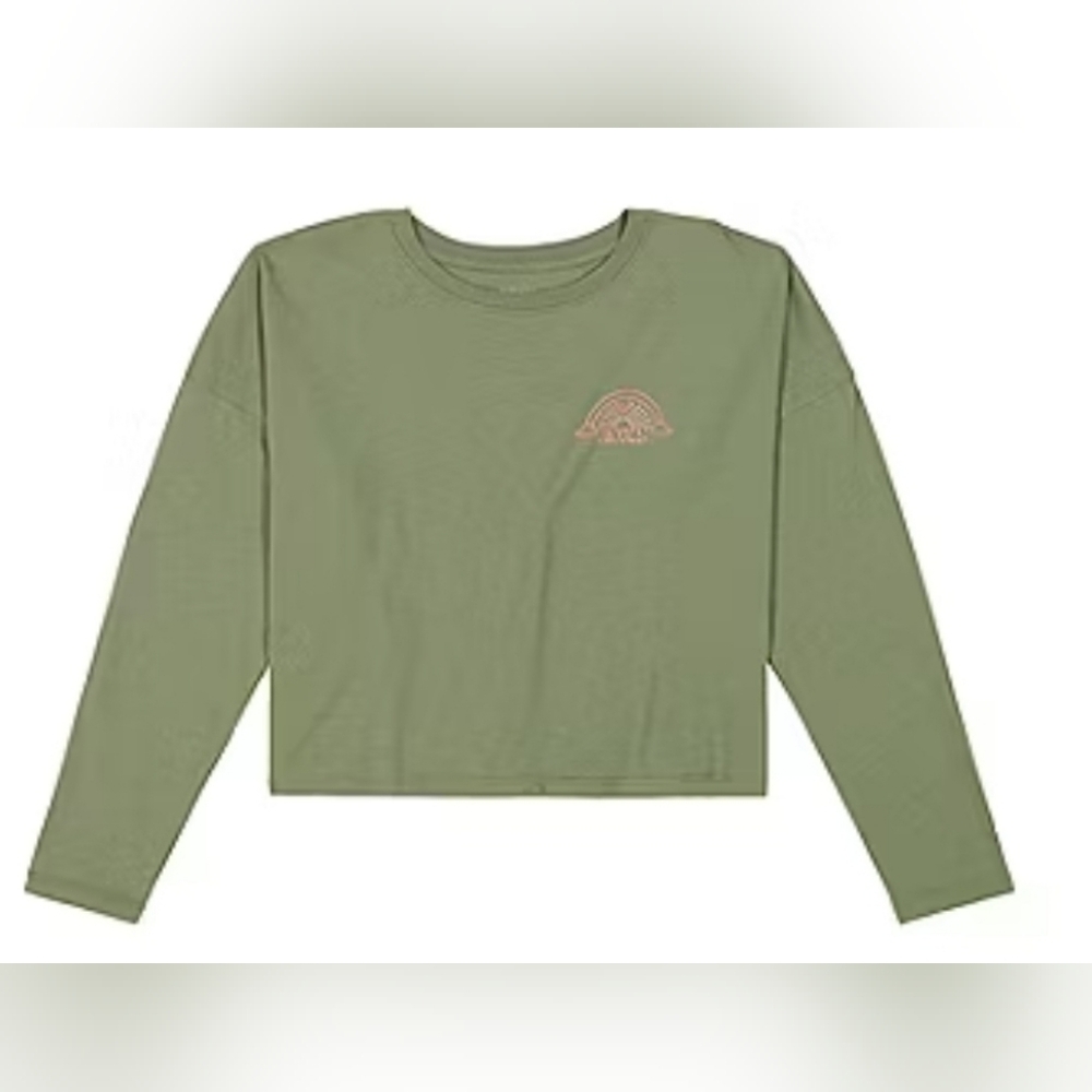 Roxy Girls Crew Neck Long Sleeve Loose Fit Graphic Green T-Shirt Size XL 16 NWT